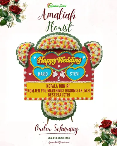Karangan Papan Bunga Pernikahan di Pareang